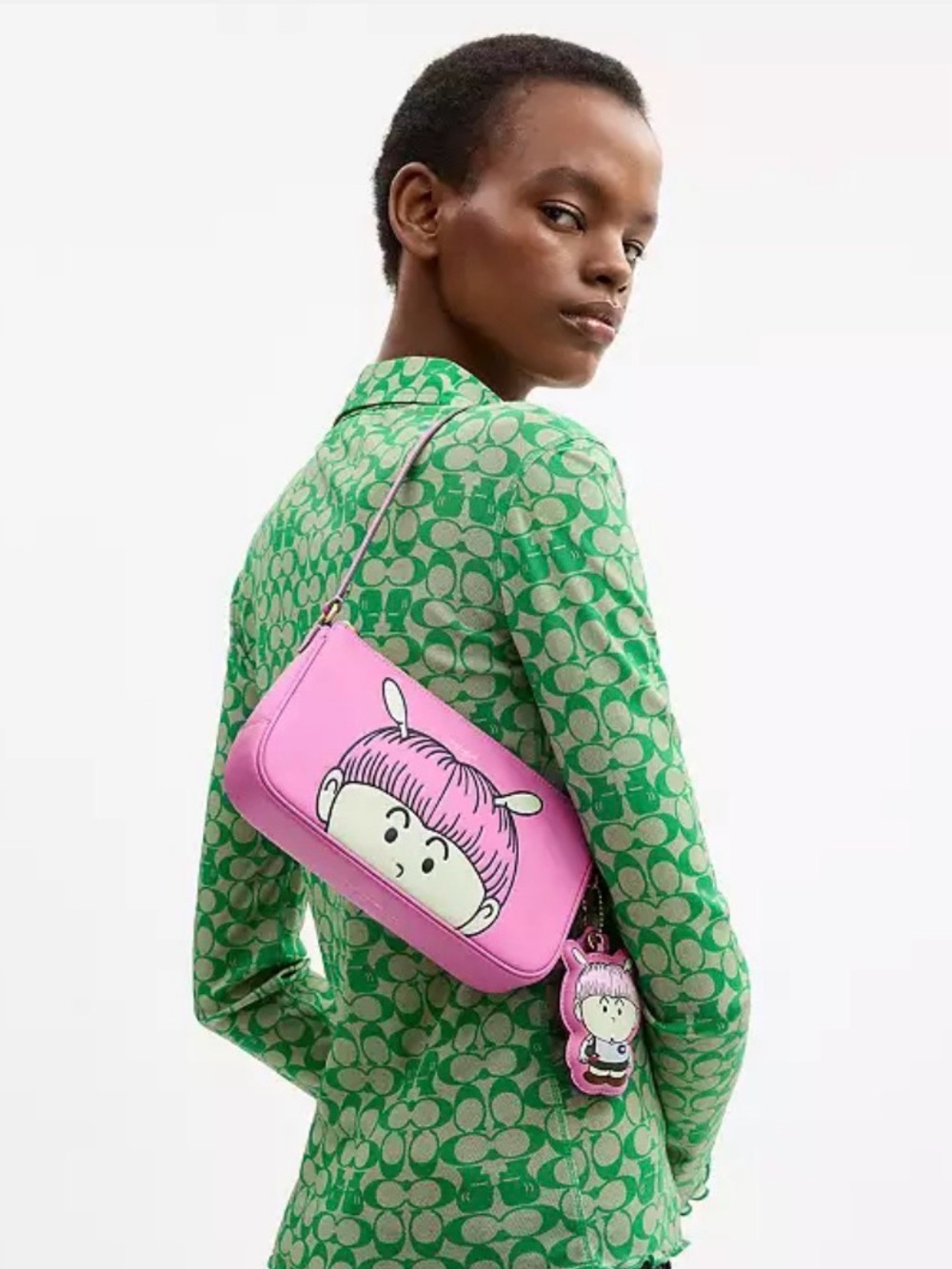 Brain Dead x Coach Xerx Alien Print Plaza Bag with Charm - Pink Multi - Picture 2 of 3